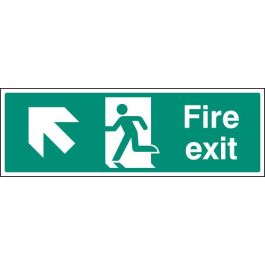 Fire Exit Arrow Up/Left with Running Man Signs | SafetyBuyer.com