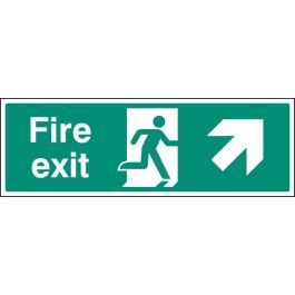 Fire Exit Arrow Up/Right with Running Man Signs | SafetyBuyer.com