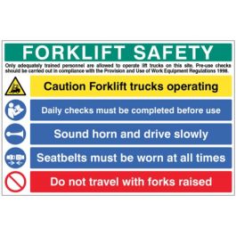 Forklift Safety Multi Message Sign | 900mm x 600mm | Rigid Plastic ...