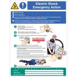 Electric Shock Emergency Action Wall Panel | 450mm x 600mm | Rigid ...