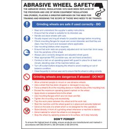 Abrasive Wheel Dangers & Precautions Poster | 400mm x 600mm | Rigid ...